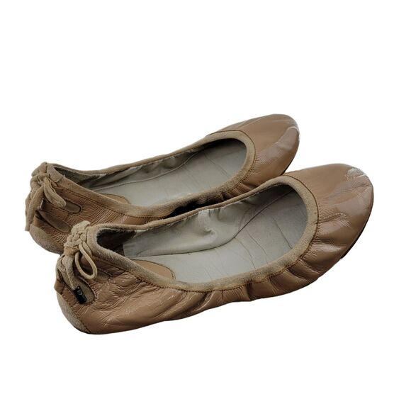 Maria Sharapova x Cole Haan Ballet Flats Size 7.5 B Neutral Beige Patent Leather - Picture 1 of 9